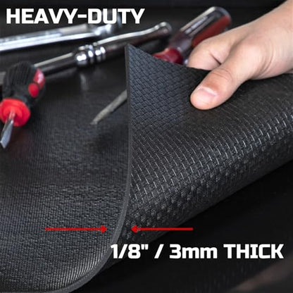 ONREVA Tool Box Liner 16 inch wide x 6 ft Large, Thick Heavy Duty Toolbox Drawer Liners, Rolling Tool Chest Foam Mat, Shelf Rubber Mat, Black Non-slip Organizer Pad for Cabinet, Workbench