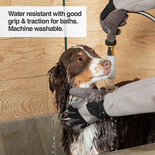 PetFusion Multipurpose Pet Glove for Grooming, Trips to Vet, Handling. [Puncture & Scratch Resistant, Water Resistant]. 12 Month Warranty for Manufacturer Defects Grey - size: Small