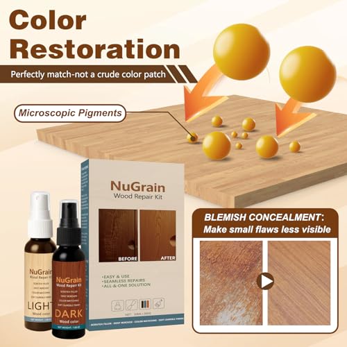 NuGrain Wood Repair Kit, Professional Wood Floor Scratch Repair, Floor Cover Nicks and Scratches, Hides Minor Defects, Restore a Finish for Wood (1 Pack)