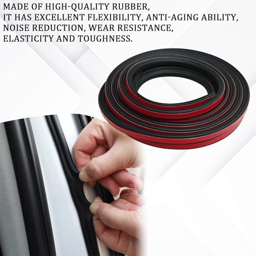 1PCS Car Door Seal Strip, Rubber Double Layer Weather Stripping, 32.8ft 5 Hole Self-Adhesive, Universal for SUV, Truck, RV Hood Cover Tailgate