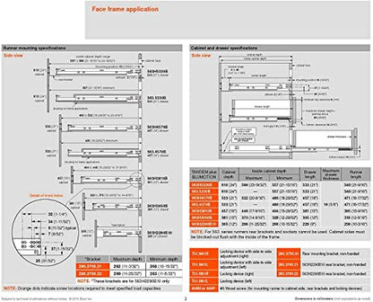 Bundle - 15" BLUM Tandem Drawer Slides with BLUMOTION. Includes Slides 563H, Locking Devices, Rear Mounting Brackets, Screws and Instructions.