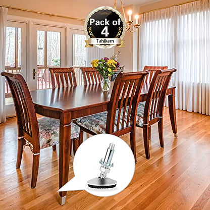 4 Set M10 Swivel Adjustable Leveling Feet, Heavy Duty Height Adjuster Furniture Leveler Foot with T Nut, Screw on Cabinet Table Chair Self Levelers Leg - 2" Base Dia & 2" Bolts Length - Silver - style: Silver Swivel Leg Levelers