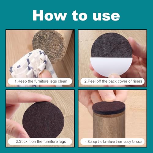 Furnigear 2x2inch Round Felt Furniture Pads, 18Pcs Self-Adhesive Floor Protectors for Chair Legs, Hardwood Floors - Cuttable, Anti-Scratch, Brown - size: 2*2inch