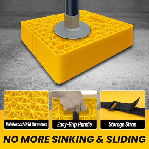 ROBLOCK Large RV Jack Stabilizer Pads,Sinking Resistant Stackable Camper Stabilizer Pads with Easy-Grip Handle and Handy Strap, Easy Storage & Organization, Yellow 4 Pack 14" x 12" - size: Yellow 14"x12"
