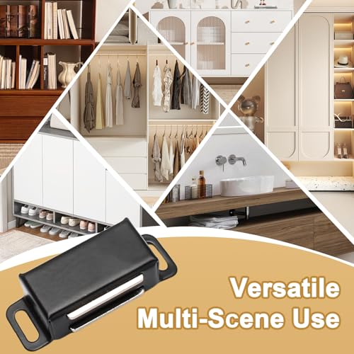 12Pcs Cabinet Door Magnets Catch Magnetic Door Catch, Magnetic Shutter Hardware Drawer Magnet Latch Cabinet Magnets for Closure Cupboard Closet Bathroom(Black) - color: Black