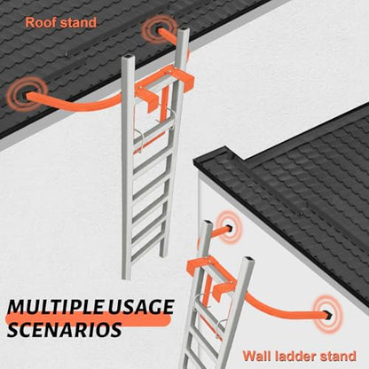 Ladder Stabilizer for Roof Gutter Wall, Heavy Duty Steel Extension Ladder Standoff Stabilizer with Non-Slip Rubber, Wing Span Wall Extension Accessory, Secure and Stable Ladder Standoff Arms