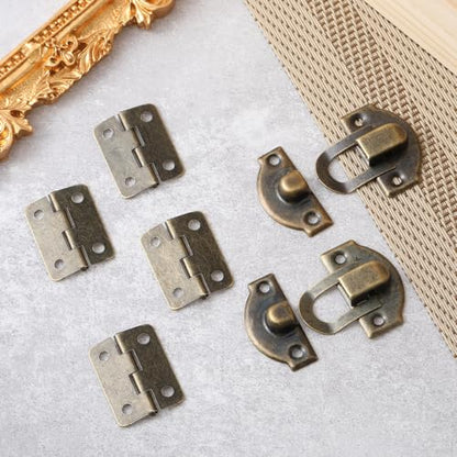 Ymapinc 2 Packs Small Hinges for Wooden Box,Mini Antique Bronze Wooden Box Hingesfor Crafts with Matching Screws for DIY Projects,Jewelry Boxs,Small Cabinet
