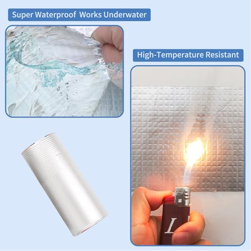12" W X 32.8'L Waterproof Tape for Leaks Aluminum Butyl Tape with Adhesive for RV Repair, Glass Repairs, Air Mattress Patch, Window Caulking, Boat Sealing, Roof Patching - size: 12in x 32.8ft