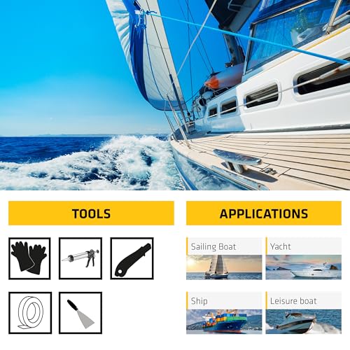 SIKA Sikaflex-291, Black, Fast Cure Marine Adhesive and Sealant, Polyurethane for Boats, Waterproof, Paintable, 10.1 fl. oz Cartridge - color: Black, size: 10.1 oz