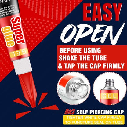 3 Gram (Pack of 12) Single use Super Glue Gel, Super Fast, Thick & Strong Adhesive Superglue, Cyanoacrylate Glue for Hard Plastics, DIY Craft, Ceramics, Frame, Leather, Metal Etc - size: Pack of 12, style: Gel