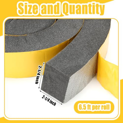 2-1/4 Inch x 2-1/4 Inch x 6.5 ft Air Conditioner Weatherproof Seal Tape Thick Wide Self-Adhesive Air Conditioner Foam Tape Seal Strip for Door Window, Black