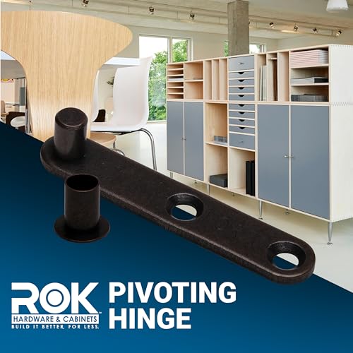 5 Pack Rok Hardware Center Pivoting Hinge, Hidden Door Kit, Pivot Hinges for Cabinet Doors, Statuary Bronze Finish - SH1602L