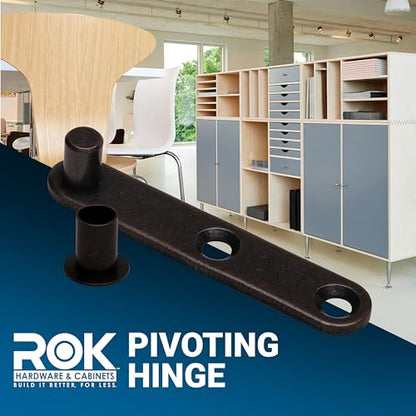 5 Pack Rok Hardware Center Pivoting Hinge, Hidden Door Kit, Pivot Hinges for Cabinet Doors, Statuary Bronze Finish - SH1602L