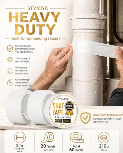 White Duct Tape Heavy Duty: 3Rolls*2IN*20Yards Wide Waterproof Outdoor Duck Furniture Repair Tape Bulk - Strong Adhesive Weather UV Resistant No-Residue Masking Tapes Patterns Variety - color: White, size: 3*2in*20yards