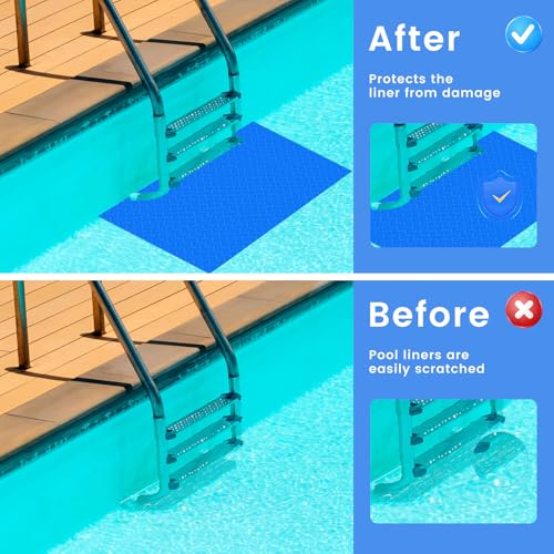 Swimming Pool Ladder Mat, Protective Non-Slip Swimming Pool Step Pad Protective Ladder Pad with Texture for Above Ground Swimming Pool Ladder Pad (16x36 inches)