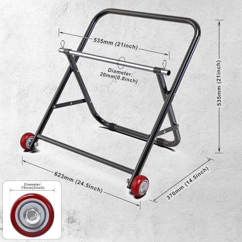 Insaga Cable Caddy for Spool with Wheels- Foldable Wire Spool Rack Holder Portable Wire Spool Reel Caddy 100lb Capacity to Keep Cables Tidy and Organized, Single Axle - color: Cable Caddy-wheels