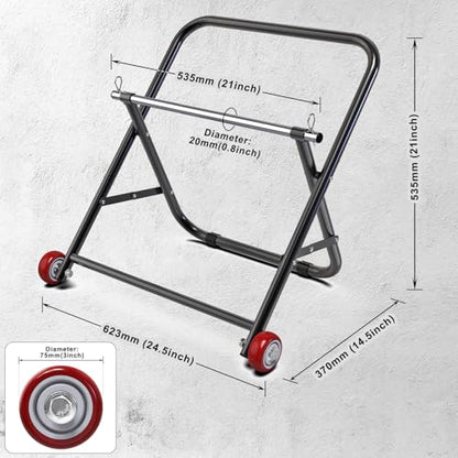 Insaga Cable Caddy for Spool with Wheels- Foldable Wire Spool Rack Holder Portable Wire Spool Reel Caddy 100lb Capacity to Keep Cables Tidy and Organized, Single Axle - color: Cable Caddy-wheels