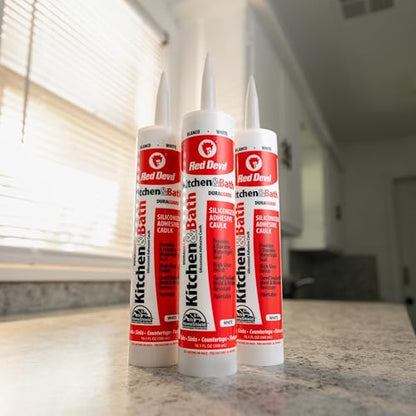 Red Devil 0406 Silicone Acrylic Caulk & Sealant, 100% Waterproof, Paintable, White Caulking for Kitchen, Bathroom, Window, With Duraguard, 5.5 oz, White, Made in USA - color: White, size: 10.1 oz., style: 1 - Pack