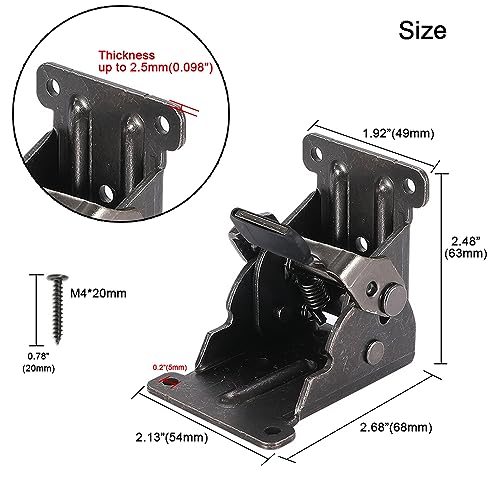 4 Pack Folding Brackets for Table Bed Leg Feet, Self-Lock Hinge Hardware with Screws, Lock Extension Support Foldable Bracket for Furniture Leg, Cabinet, Workbench - size: Pack of 4