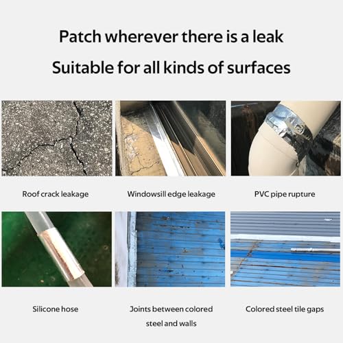 1 Roll - Strong Waterproof Aluminum Foil Butyl Rubber Tape, Leak-Proof Sealant for Pipes & Walls, Ideal for Flat Surfaces - Durable & Weather-Resistant, Sealant Waterproof（Width 5cm×3m
