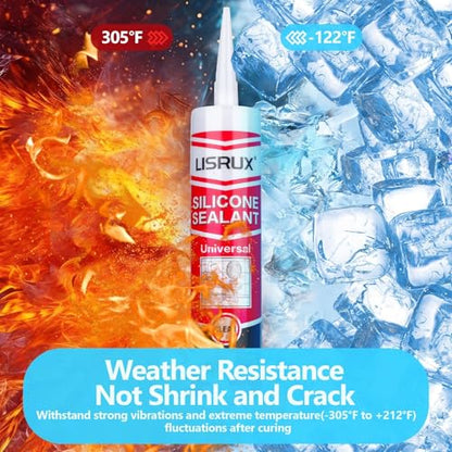 LISRUX Advanced Clear Silicone Caulk for Kitchen & Bathroom,10 fl oz Cartridge,1 Pack,100% Waterproof RTV Silicone Sealant,Stronger Adhesion,Shrink & Crack Proof - size: 1P, style: Clear
