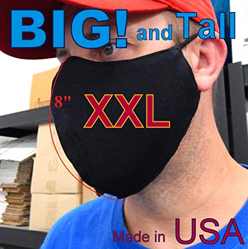 ICYROSE 3 Pack XXL 7"/ XL 6.5" Extra Large Face Mask Big and Tall 3 Ply Beard Mask Cotton w/nose wire Filter Pocket - color: Black,grey,navy, Xxl 7"