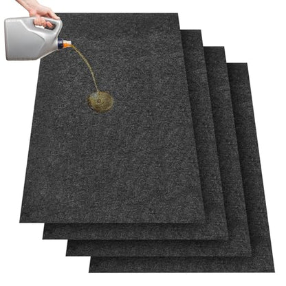 4 Pcs Oil Spill Mat Set (36"×60") - Complete Garage Floor Protection - Front & Rear Car Coverage - Reusable Washable Oil Drip Mats