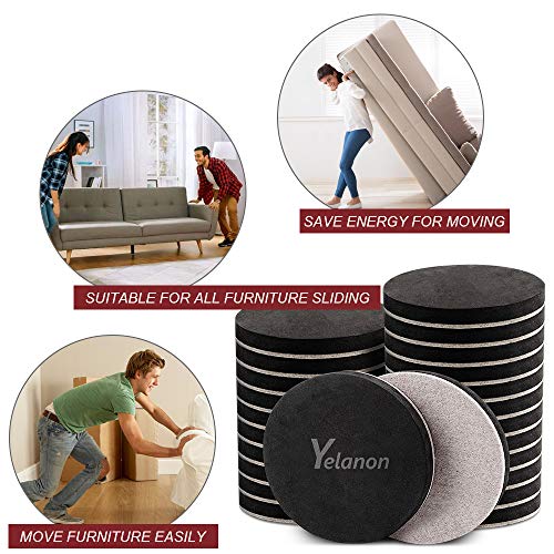 Yelanon Felt Furniture Sliders, 20pcs-3 1/2” Furniture Sliders for Carpet, Furniture Pads Hardwoods Floors, Heavy Furniture Movers Sliders, Reusable Moving Pads, Floor Protectors for Carpet - size: 20pcs 3.5"