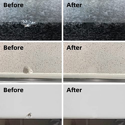 Marble and Granite Repair kit Porcelain Marble Stone and Quartz Countertops Repair kit for Chips Dents Cracks Holes Scratchs, Fix Chipped Edges Corners, Reattaches or rebuilds Missing Pieces