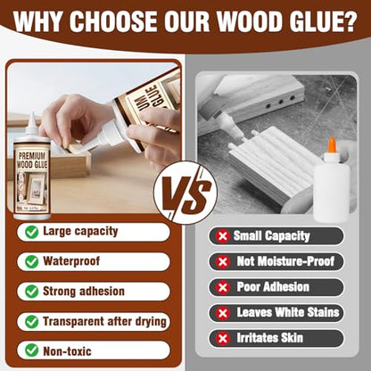 Wood Glue, Strongest Heavy-Duty Wood Glue for Furniture, Waterproof Clear PVA Crazy Glue for DIY, Crafts, Furniture, Baseboard, Cabinets, Door(150g)