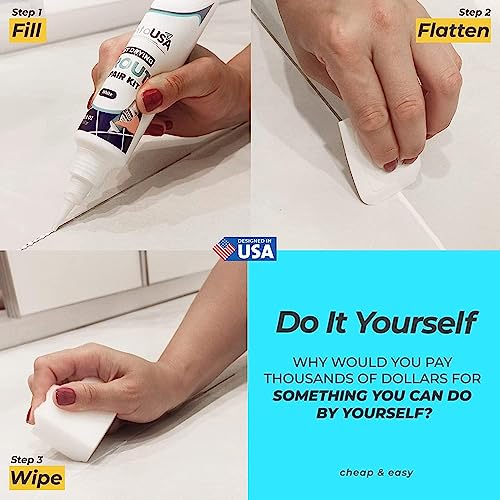 PentaUSA Tile Grout Repair Kit - White Premixed Acrylic Sanded Grout, Water-Resistant Grout Filler for Bathroom&Shower, Kitchen Floor, Fast Drying, with Applicator, 13.4 oz (380g) - style: White