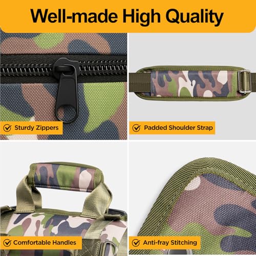 Tool Bag, Heavy Duty Tool Organizer, Portable Tool Pouch for Men, 6 Detachable Pouches, Foldable Carrying Tool Storage, Mechanic & Electrician Dad Birthday Gifts, Camo-Green - style: Detachable