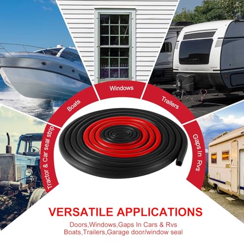 Pangda 26Ft D Shape Rubber Weather Stripping Foam Self-Adhesive EPDM Seal Strip for Noise Reduction Waterproof Dustproof for Cars Boats RVs Windows Doors (3/4" W x 3/4" H) - size: 26ft L, style: 3/4" W X 3/4" H