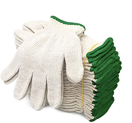 Evridwear Cotton Polyester String Knit Shell Safety Protection Work Gloves for Painter Mechanic Industrial Warehouse Gardening Construction Men & Women 12 Pairs, no Dots, XLarge Size - color: No Dots, size: X-Large