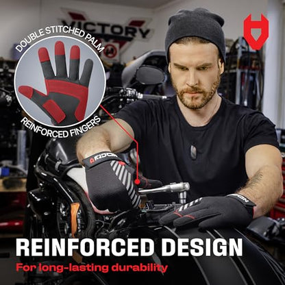 NoCry Utility Gloves for Men with Reinforced Fingers and Thumb Crotch; Double Stitched Palm and Touchscreen Tips; Breathable and Highly Flexible; — Ideal for Mechanics, Construction and Yard Work - size: Medium, style: Lite