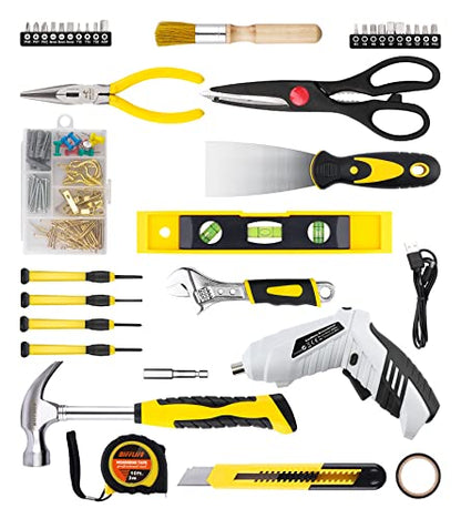 136 Piece Tool Set,General Household Hand Tool Kit with Plastic Toolbox Storage Case-136 Piece… - style: 136 Piece