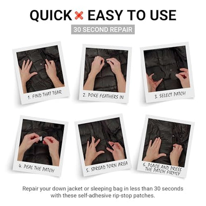 Down Jacket Repair Patches - Self-Adhesive Down Jacket Repair Patches | Waterproof, Tear-Resistant, Pre-Cut Patches | 7-Piece Set for Outdoor Gear, Sleeping Bags & Tent - color: Fluro Orange