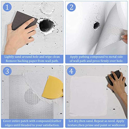 12 Pack 4 Inch Drywall Repair Patch, Aluminum Wall Repair Patch Self Adhesive Fiber Mesh Over Galvanized Plate,Screen Patch Repair for Drywall Plasterboard (4 Inch) - color: 12pc 4inch