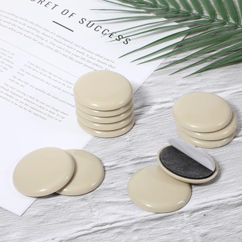 12 Pcs Furniture Sliders, Round Sliders for Furniture on Carpet, 2 Inch PE Floor Protectors for Sofa, Table & Chair Moving, Beige