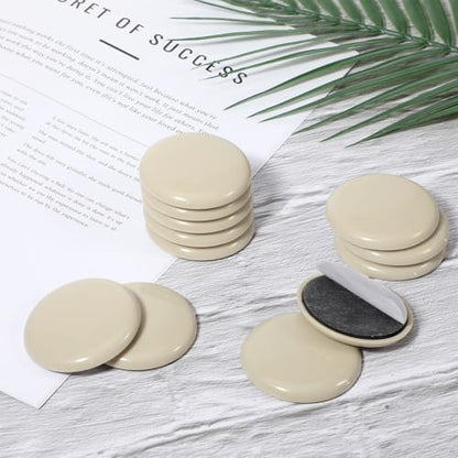 12 Pcs Furniture Sliders, Round Sliders for Furniture on Carpet, 2 Inch PE Floor Protectors for Sofa, Table & Chair Moving, Beige