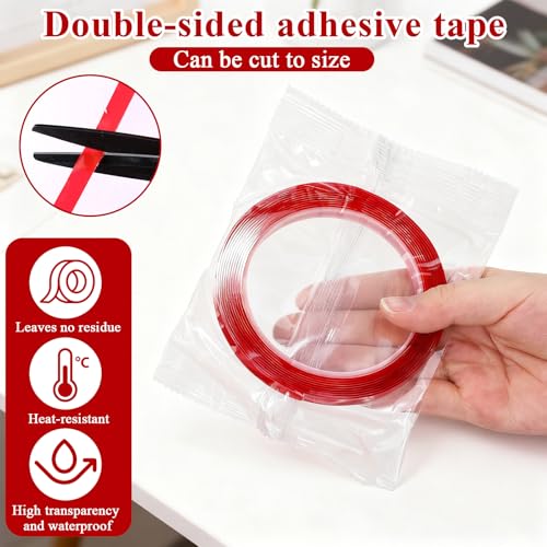 6 PCS Nail Tape for Press on Nails, Nail Tape with Tweezer, Strong Adhesive Clear MountingTape for Nails Art Display, Packaging, Storage