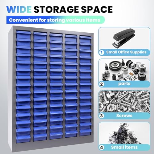 75 Drawers Industrial Nut and Bolt Organizer, Parts Cabinet with 375 Dividers & 150 Label Slots, ABS Drawers Multi-Use Bolt Bins Hardware Organizer System for Workshop, Warehouse and Office - style: 75 Drawers