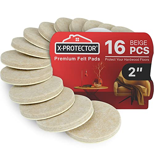 16 Heavy-Duty Felt Furniture Pads 2” 1/4” Thick X-Protector! Round Felt Pads for Furniture Feet - The Best Felt Floor Protectors for Furniture to Prevent Scratches. Protect Your Hard Floor! (Beige) - size: 2 inch 16 PCS Round Beige