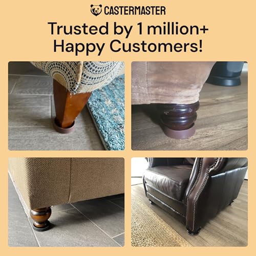 CasterMaster Non Slip Furniture Pads for Hardwood Floors - Circular (Brown, 3'' x 3'' - 4 Pack) - Round Furniture Cups & Chair Leg Floor Protectors for Scratch-Free Floors - Non Slip Caster Cups - size: 3'' x 3'' (Pack of 4)