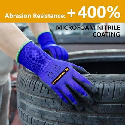 Tarantula Safety Work Gloves with Micro Foam Nitrile Coated, Seamless Knit Nylon Safety Gloves for Men and Women with Touch Scree,Home Improvement,Ideal for Light Duty Work,12 Pairs Medium - size: Medium(pack of 12)