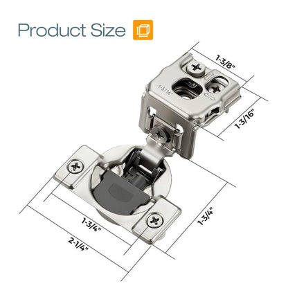HOME EDIT 2 Pack 1 Pair 1-5/16 inch Overlay Soft Close Cabinet Hinges for Kitchen, Stainless Steel Three-Way Adjustable, Concealed Self-Closing Door Hinges - size: 1-5/16 inch Overlay