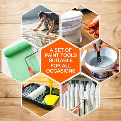 King Origin 31 PCS Paint Roller Kit, Extension Pole (4.75 ft), 4"&9" Paint Roller, Paint Tray & Liners, Brushes | Paint Kit for House Painting Walls | Painting Supplies