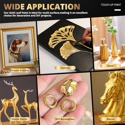 DWIL Liquid Gold Leaf Paint - Multi Surface Gold Touch Up Paint Pen, Fast Drying Acrylic Metallic Finish, Scratch Repair for Metal, Wood, Craft, Canvas, Plastic, 1.5 Fl Oz (High Gloss) - color: Gold