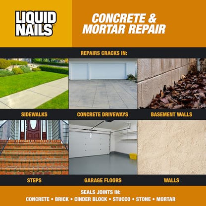 Liquid Nails Tough Repair 10.3 oz. Gray Interior and Exterior Concrete and Mortar Repair Adhesive