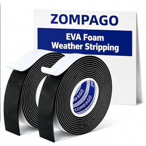 ZOMPAGO Foam Tape 2 Rolls,1.18in x16.4FT Weather Stripping Black Self Adhesive EVA Foam Seal Strip for Door Window Insulation Gap Blocker Soundproofing - color: Black, size: 2 Rolls,1.18in X16.4f